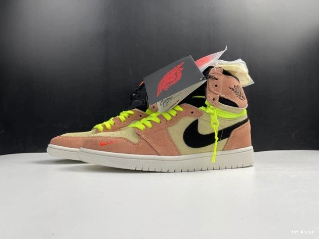 1st Kicks Shoes Jordan 1 Switch Air High CW6576-800 Peach 0814